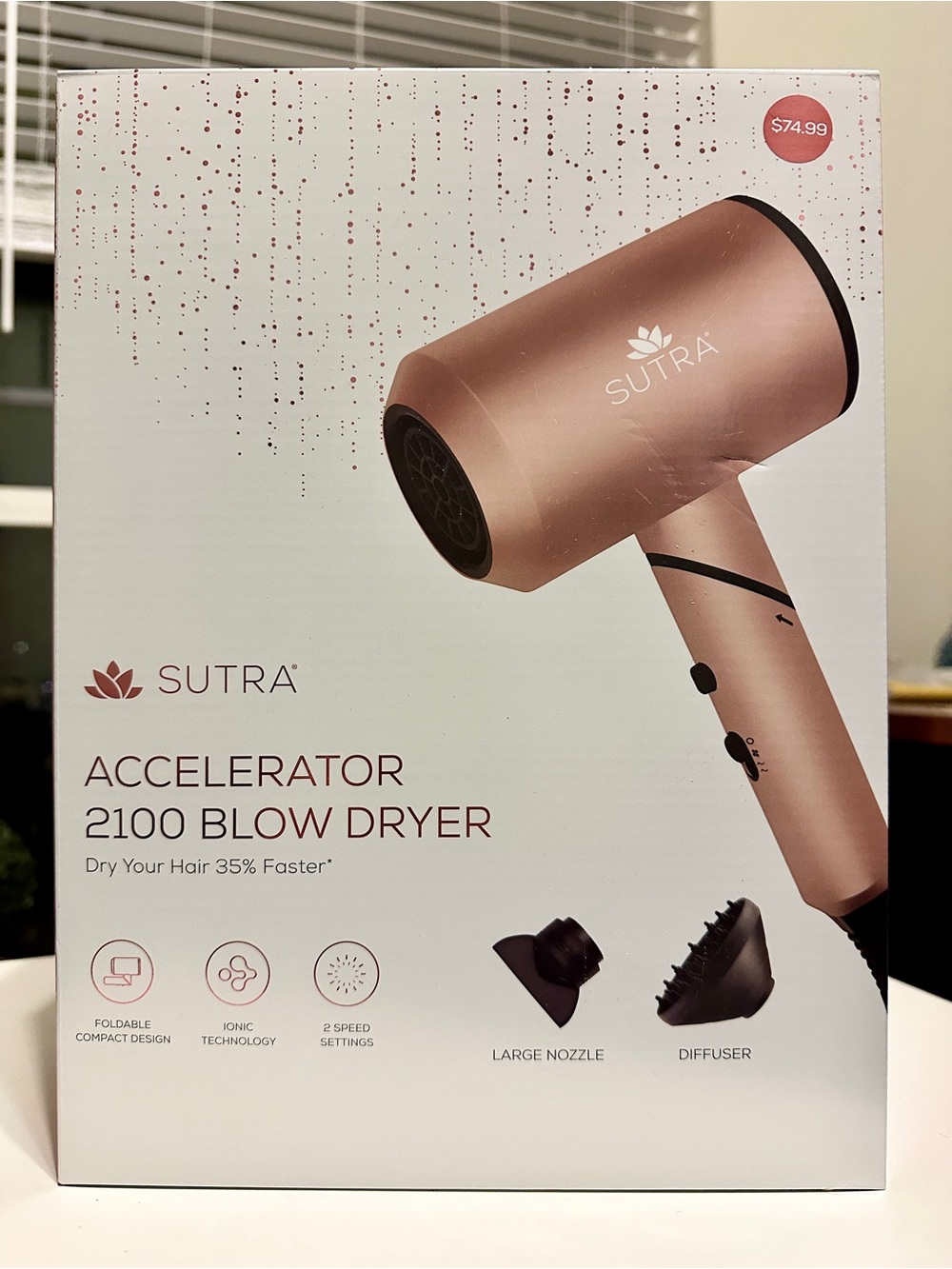Sutra Professional Accelerator 2100 Blow Dryer Foldable, Rose Gold, NIB- Sealed